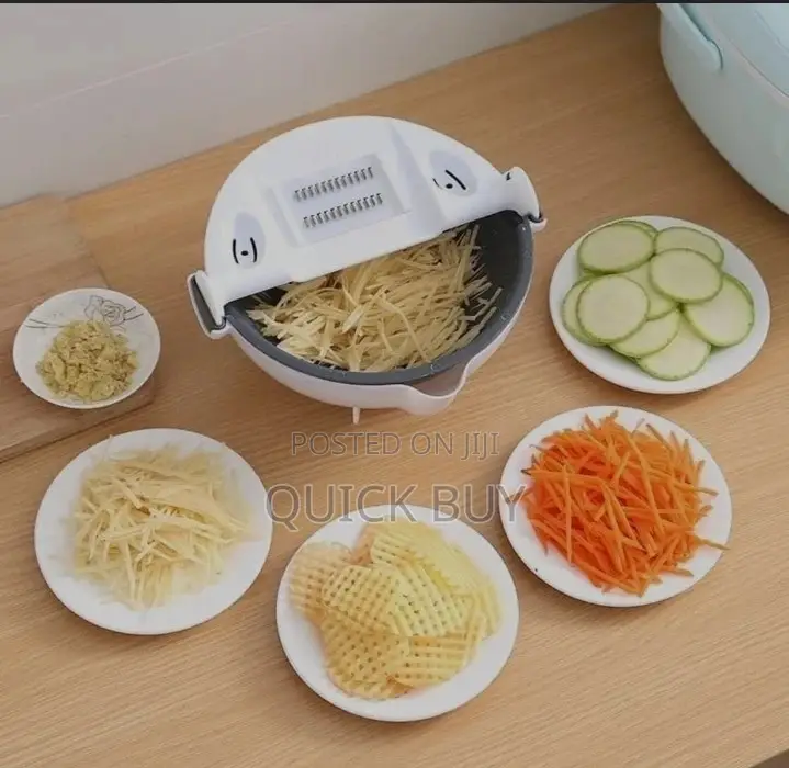 White Vegetable Cutter With Drain Basket, for Home Kitchen