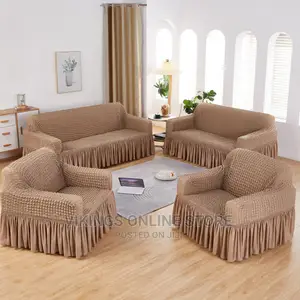 3:2:1:1 Brown Elastic Sofa Covers With Skirt