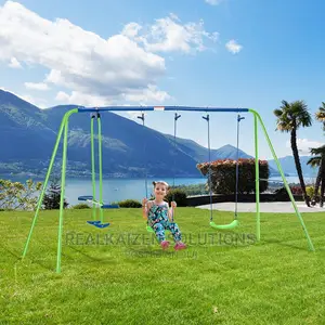 BOUNCEPRO Outdoor Double Swing And Seesaw Glider Play Set