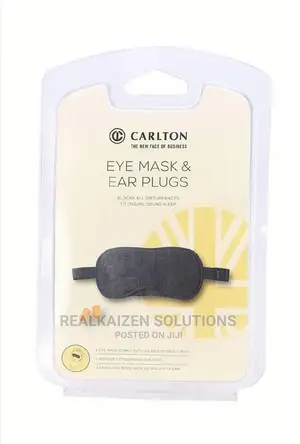 CARLTON Grey Eye Mask With Adjustable Straps And Ear Plugs