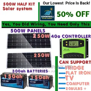500w Solar Kit (Half Kit With 300ah Batteries)