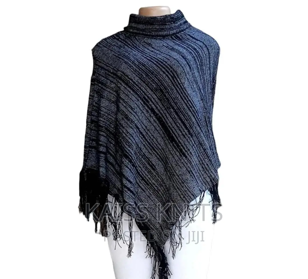 Women's Shawl Poncho Black