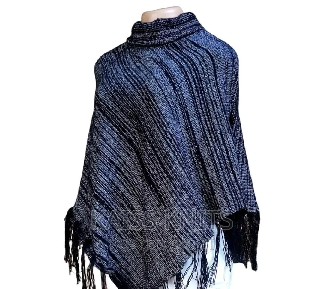 Women's Shawl Poncho Black