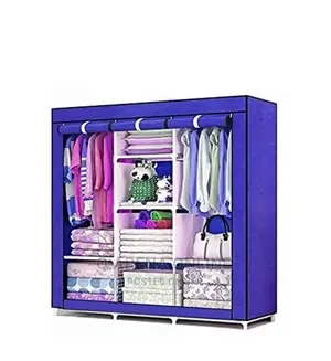 3 Column Cloth Frame Portable Wardrobe Purple,Maroon,Pink.