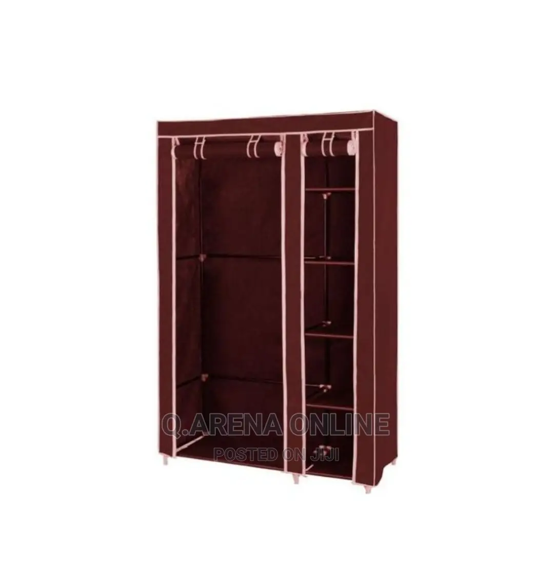 2 Column Wooden Frame Wardrobe for Clothes-Blue,Brown,Pink