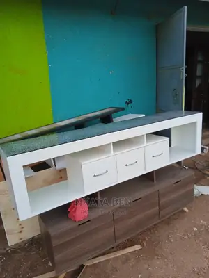 White Glassed Tv Stand 6feet Long