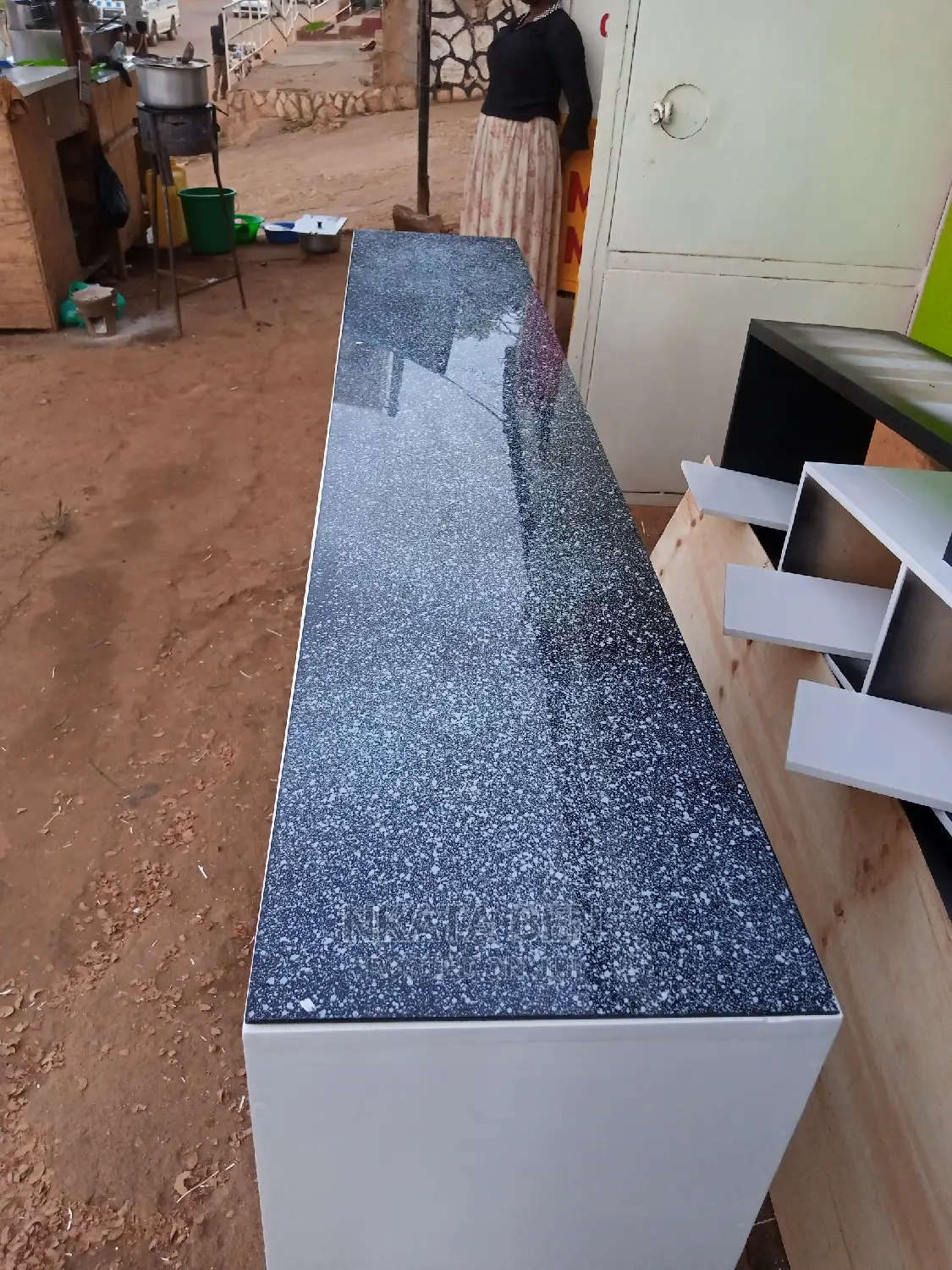 White Glassed Tv Stand 6feet Long