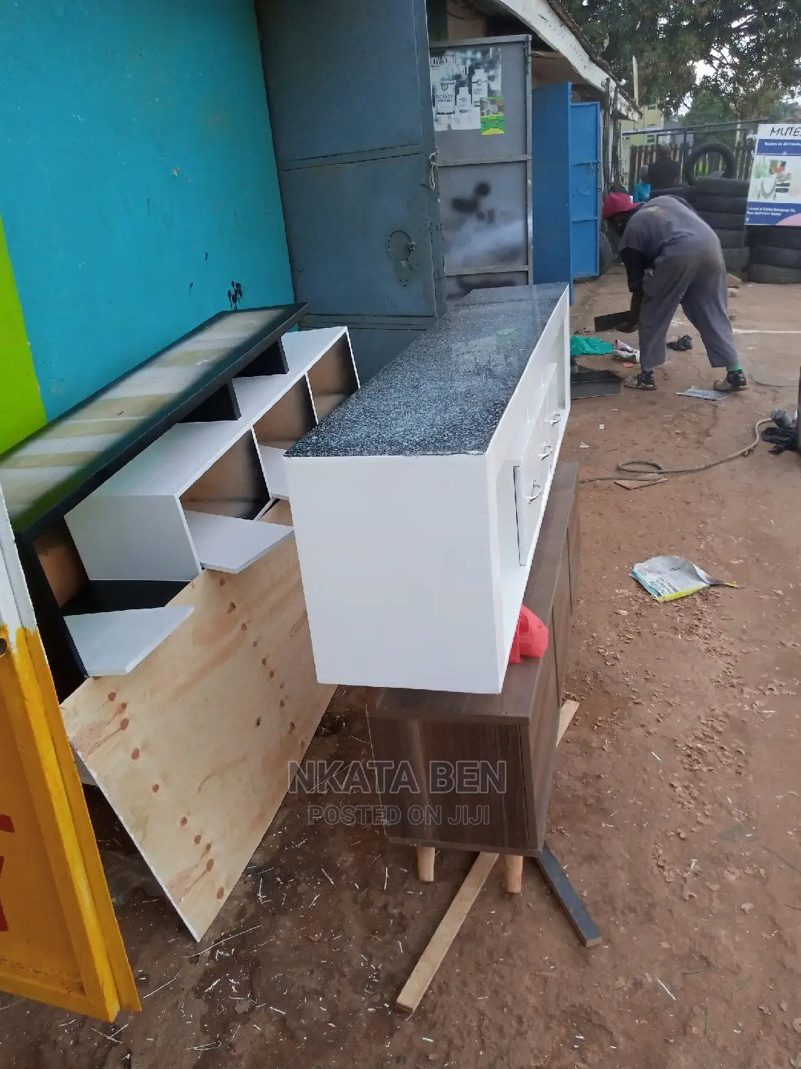 White Glassed Tv Stand 6feet Long