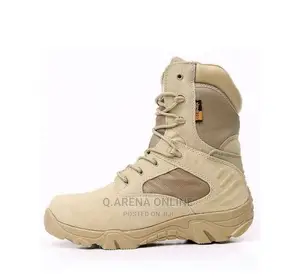 High-Top Leather Outdoor Desert Boots - Khaki