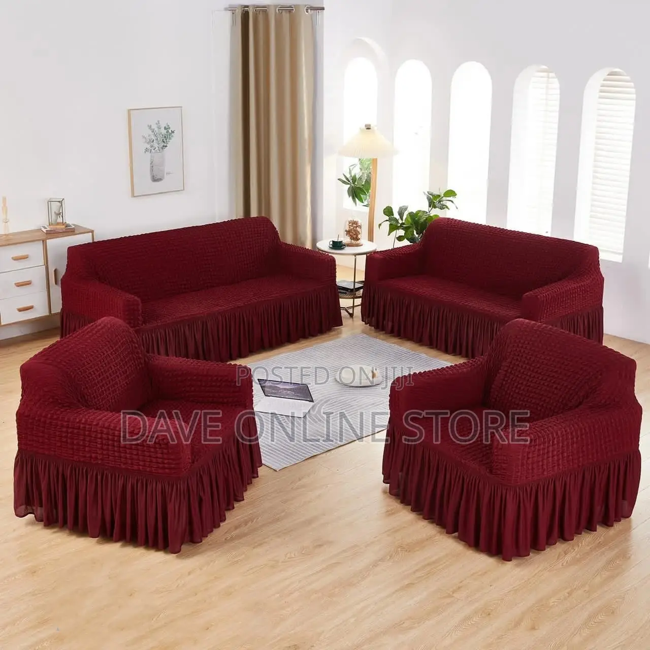 3:2:1 Maroon Elastic Sofa Covers