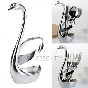 Swan Bas Holder Cutlery Set