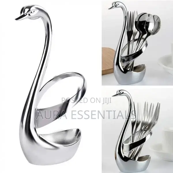 Swan Bas Holder Cutlery Set