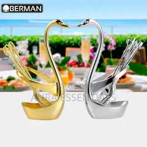Swan Bas Holder Cutlery Set