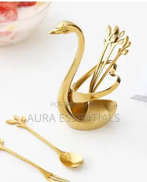 Swan Bas Holder Cutlery Set