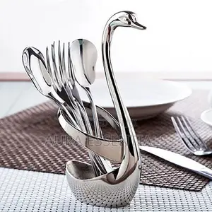 Swan Bas Holder Cutlery Set