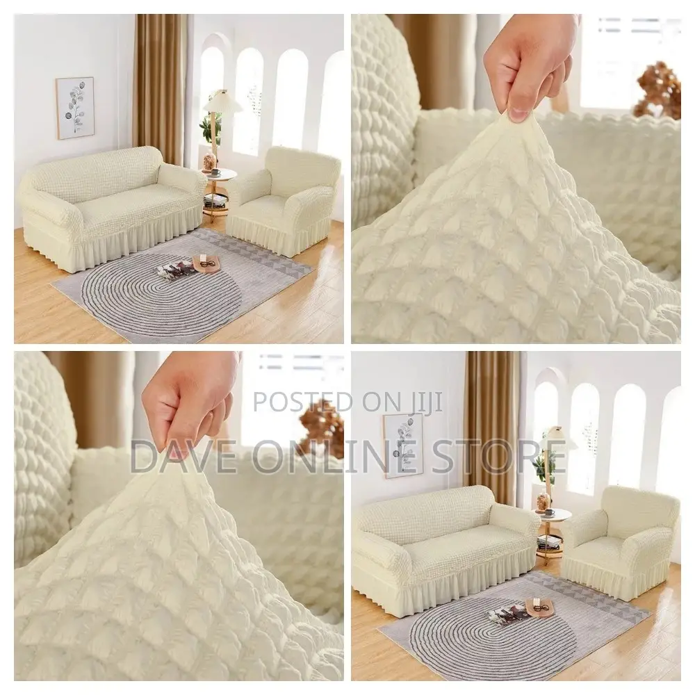 3:2:1 Cream Elastic Sofa Covers.