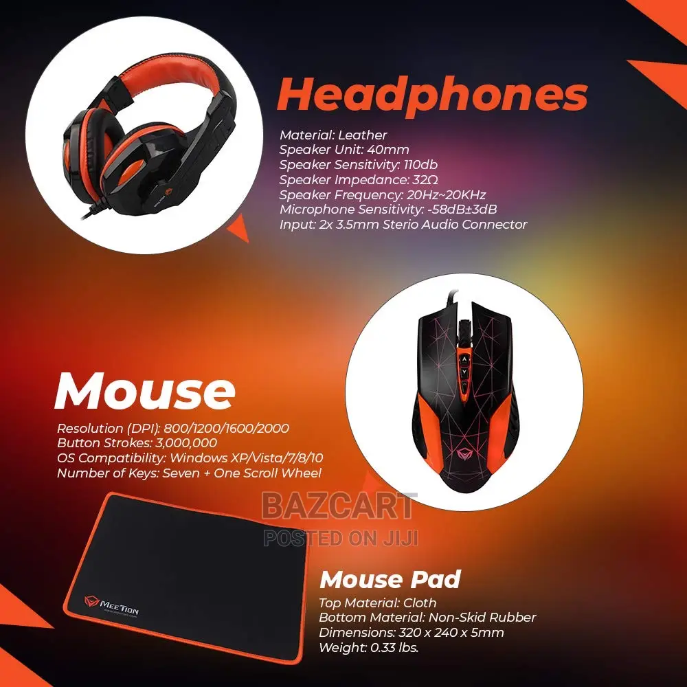 Meetion 4 in 1 Gaming Kit. Keyboard, Mouse, Heaphones , Mat