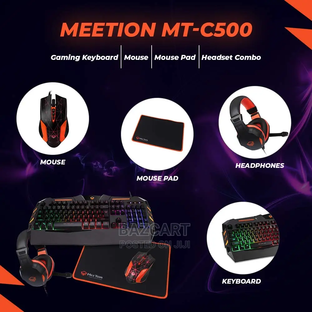 Meetion 4 in 1 Gaming Kit. Keyboard, Mouse, Heaphones , Mat