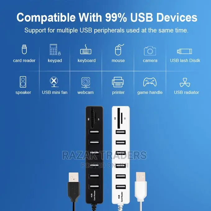 2.0 HUB 6 Port 90cm)USB Hub 3/6 Port Expander Adapter