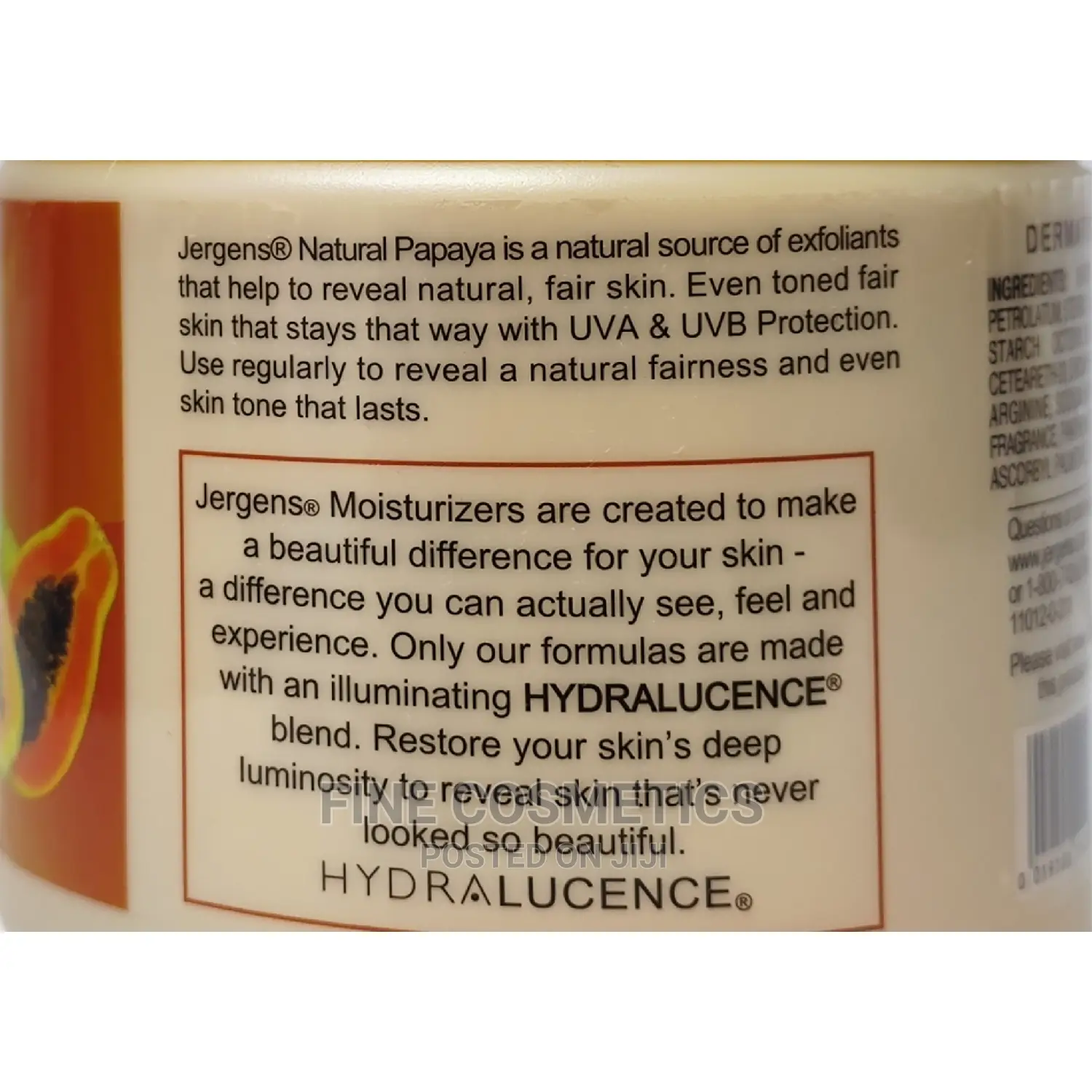 ORIGINAL Jergens Natural Papaya Deep Firming+ White'ng Cream