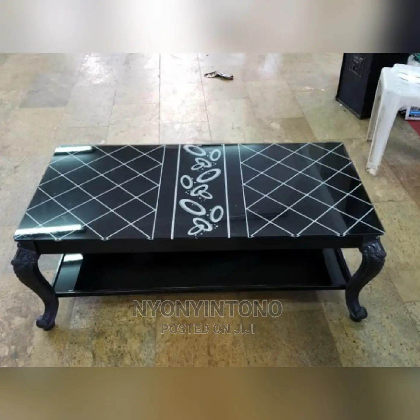 Glass Coffee Centre Table With Ametallic Frame