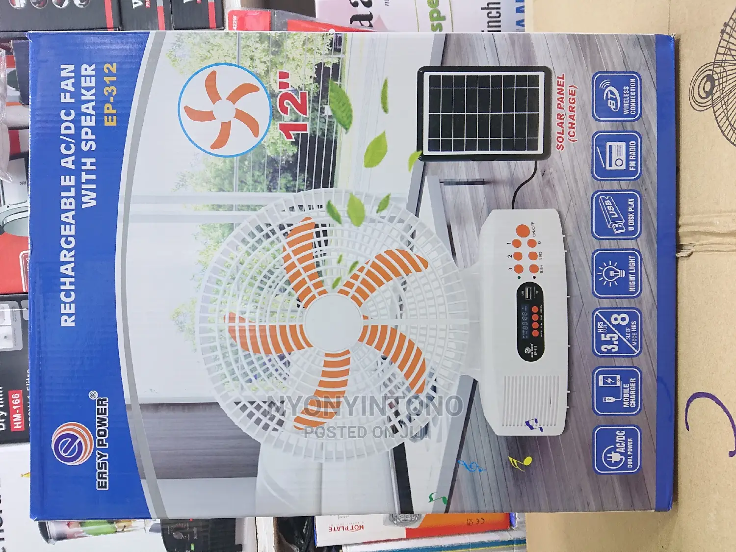 Rechargable Table Fan With Speaker