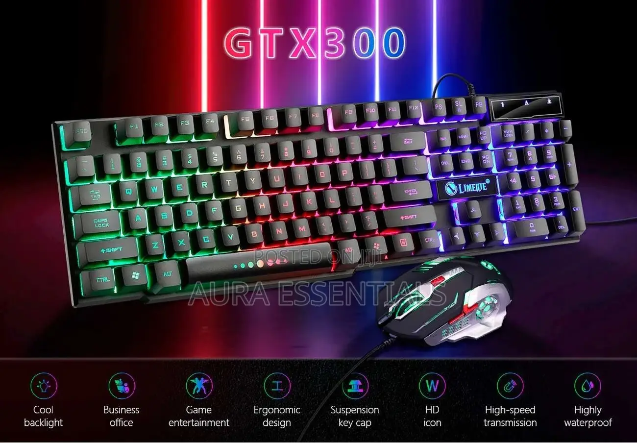 GTX300 Wired Pro Gaming RGB Keyboard Mouse Combo