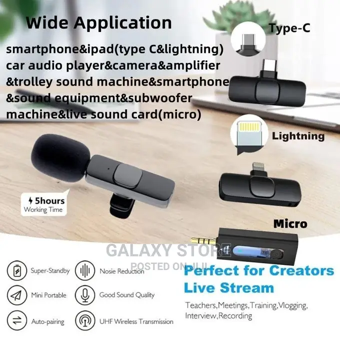 Type C Wireless Lavalier Microphone Portable Audio Video