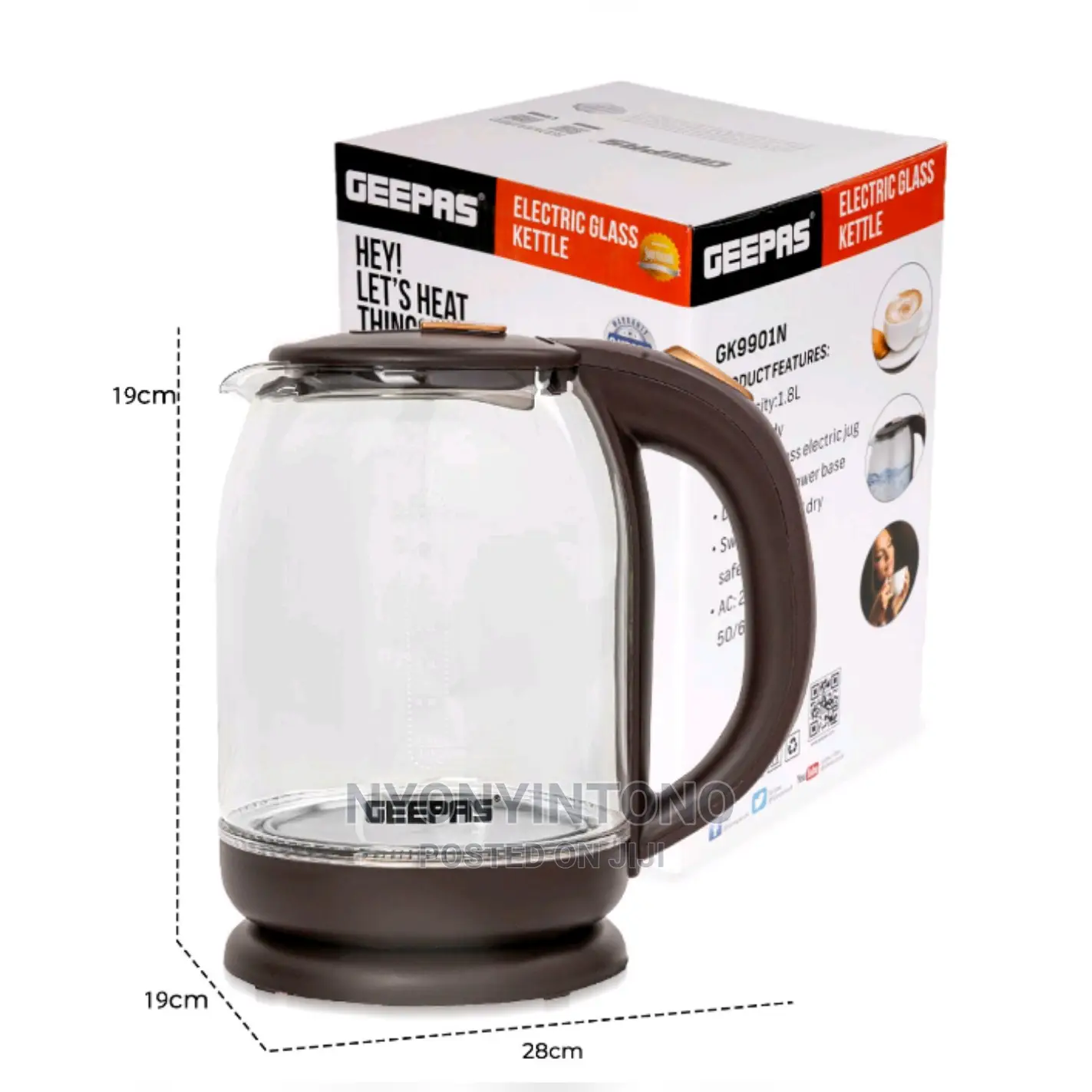 Glass Kettle Geepas 1.8L