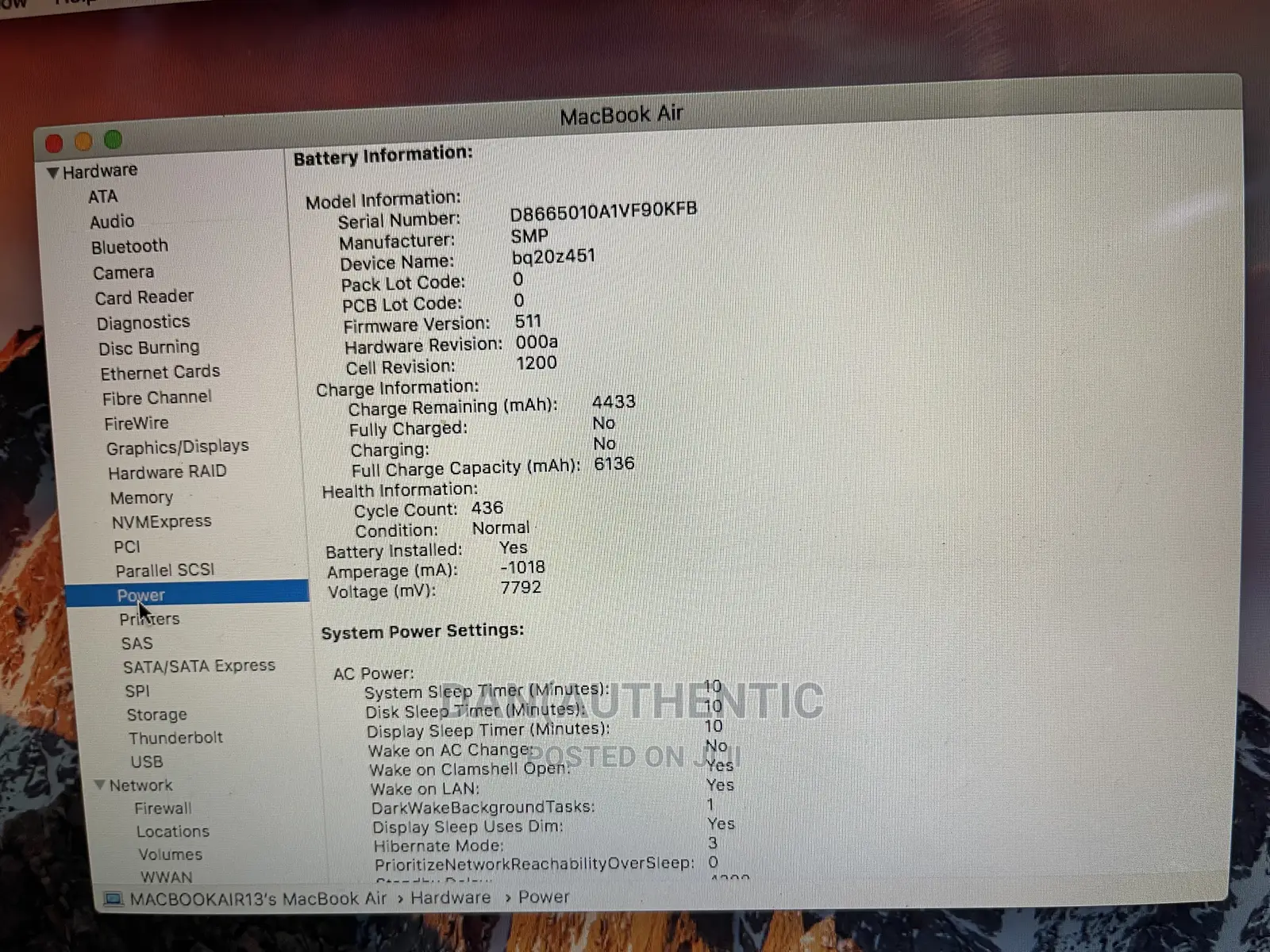 Laptop Apple MacBook Air 4GB Intel Core I5 SSD 128GB