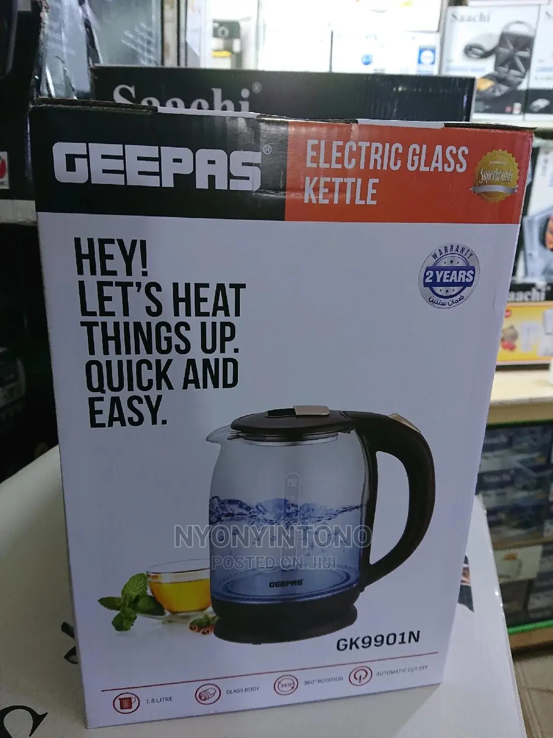 1.8L Geepas Glass Kettle