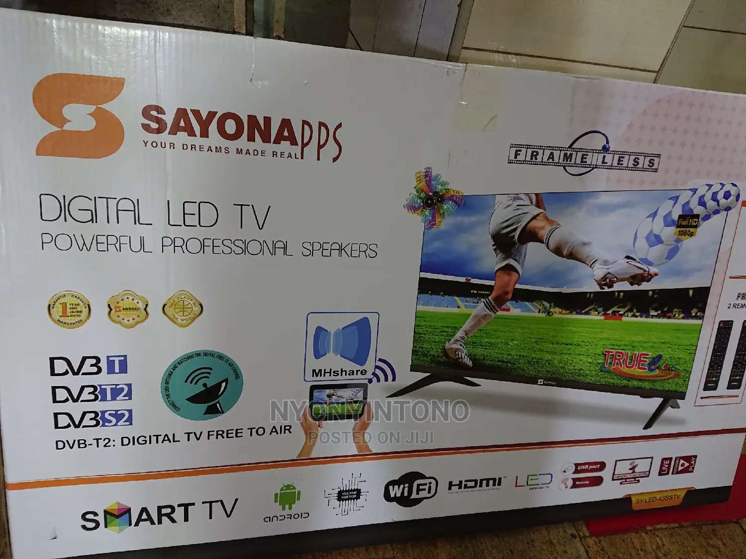 43" Sayona Android Tv Frameless With Satellite Decorder
