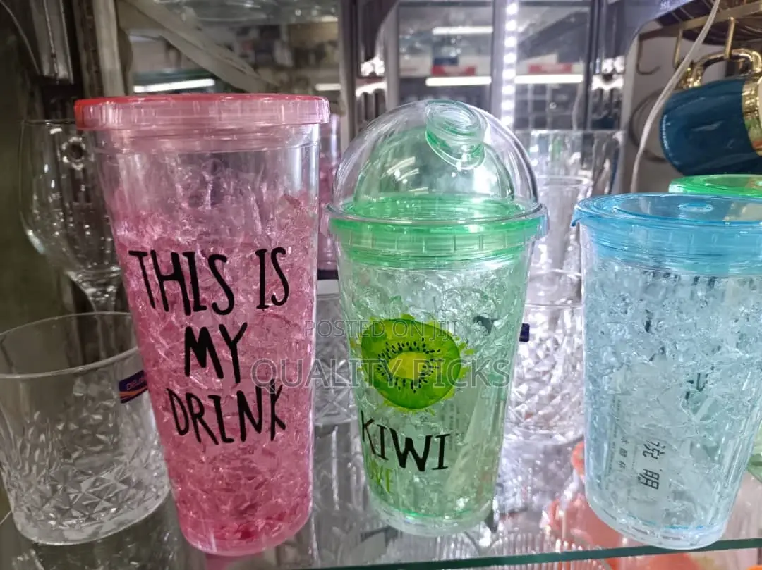 New Plastic Glass With Cover