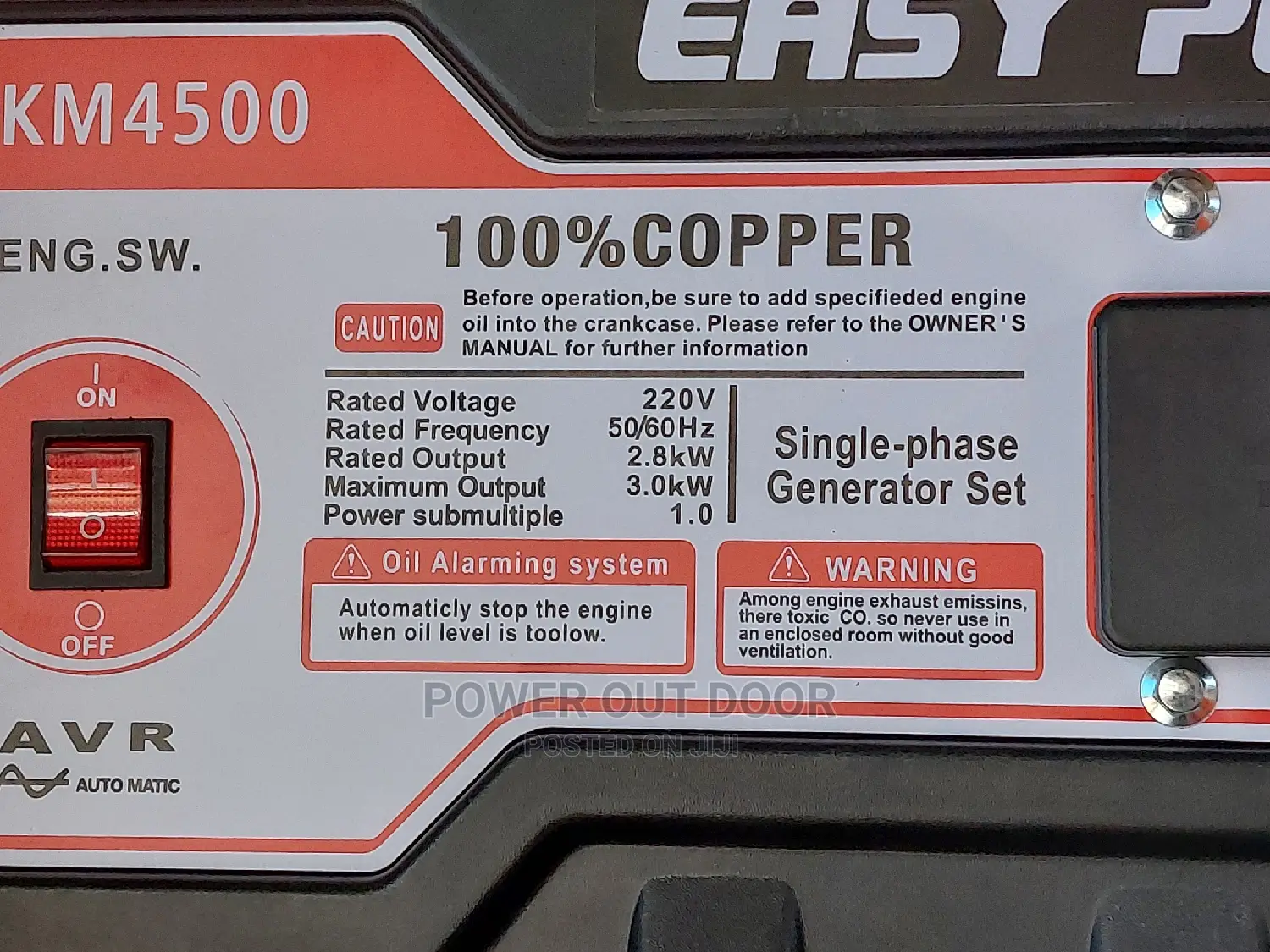 3kva /Kw Generator Easy Power Km 4500