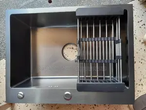 Heavy Duty Black Vegetable Kitchen Sink Single Bowl 60×45