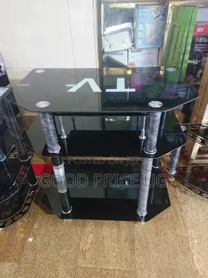 Glass TV Stand With Shelves