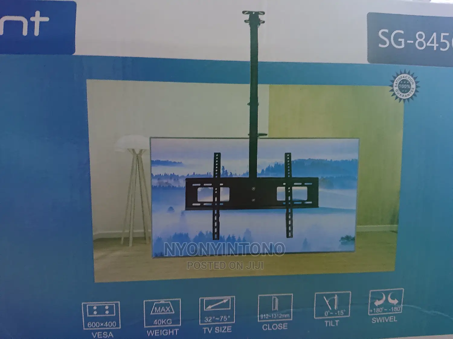 Ceiling Mount With Adjustable Height Holds Up 75" Tv