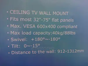 Ceiling Mount With Adjustable Height Holds Up 75" Tv
