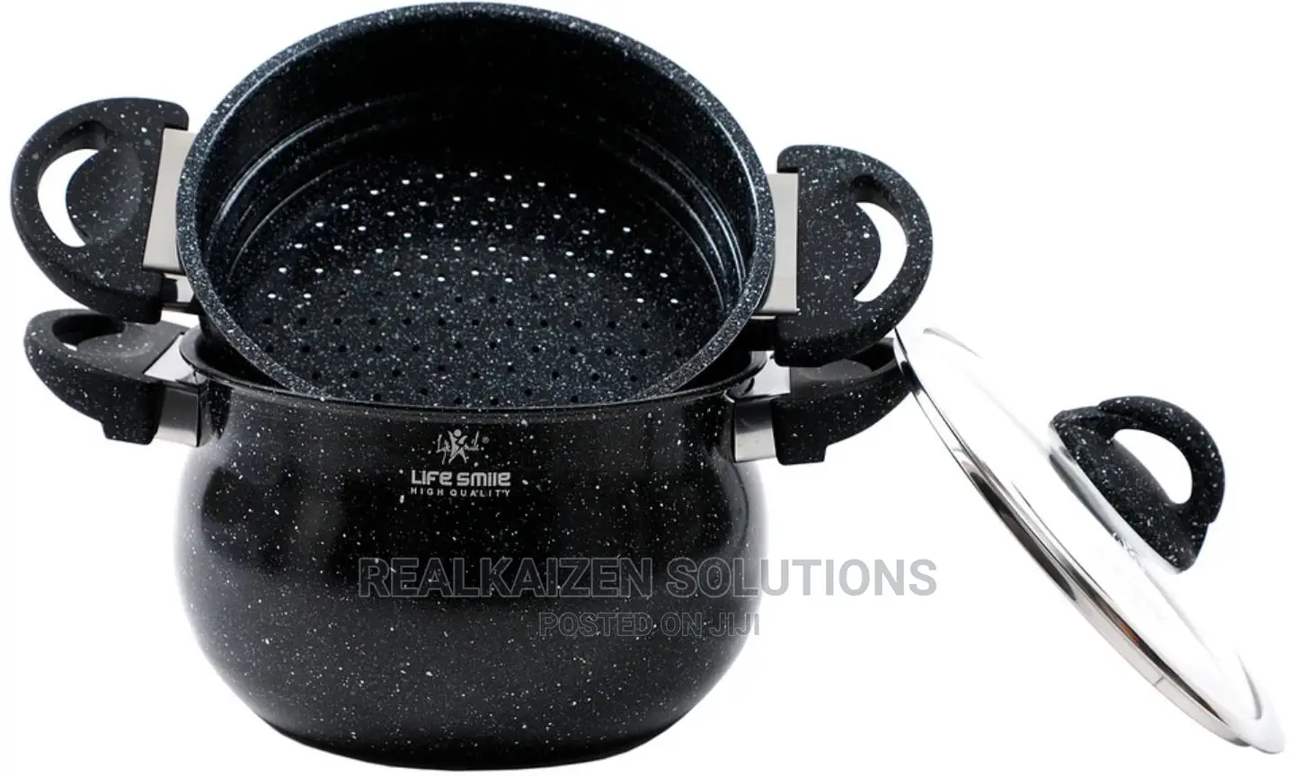 LIFE SMILE 5L Granite Coated Couscoussier Steamer Pot