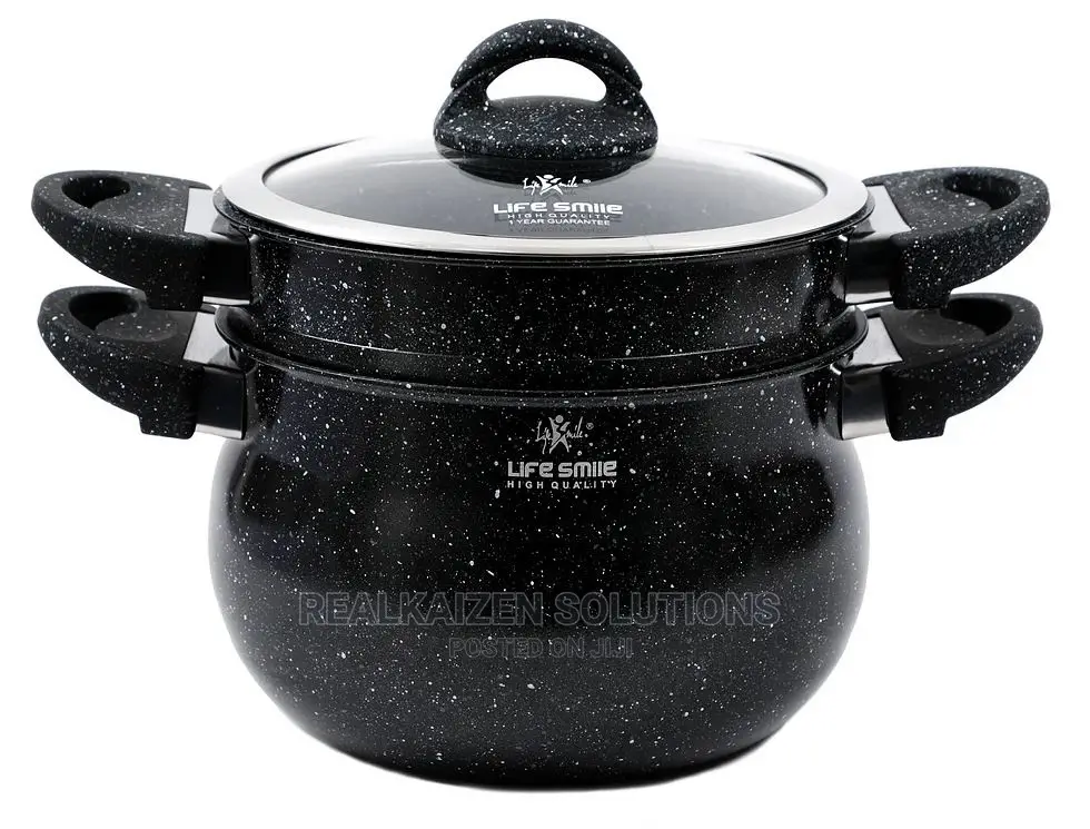 LIFE SMILE 5L Granite Coated Couscoussier Steamer Pot