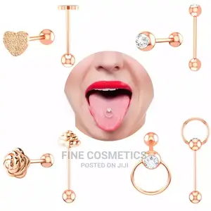 1pcs Tongue Ring Flower Stud Stainless Steel Barbell Bar Pin