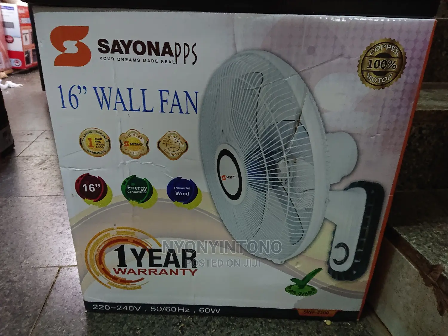 Sayona Wall Fan With 100% Copper Motor