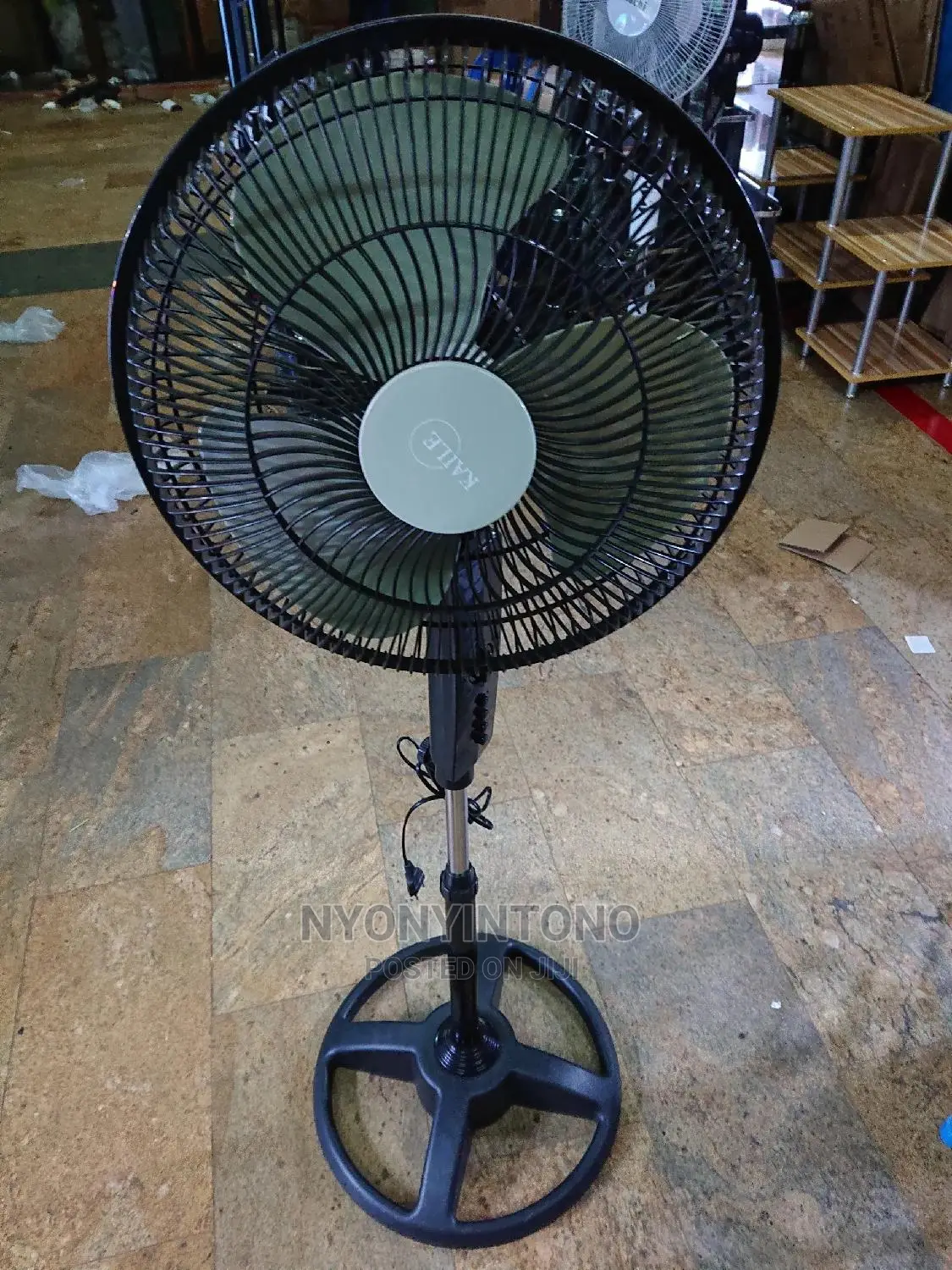 Kaile Black Stand Fan With Strong Motor