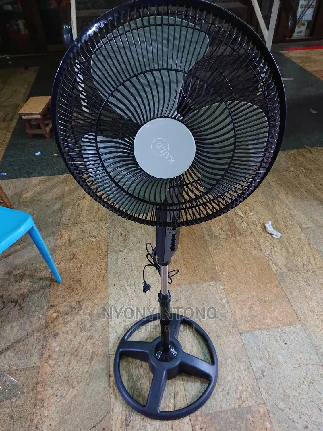 Kaile Black Stand Fan With Strong Motor