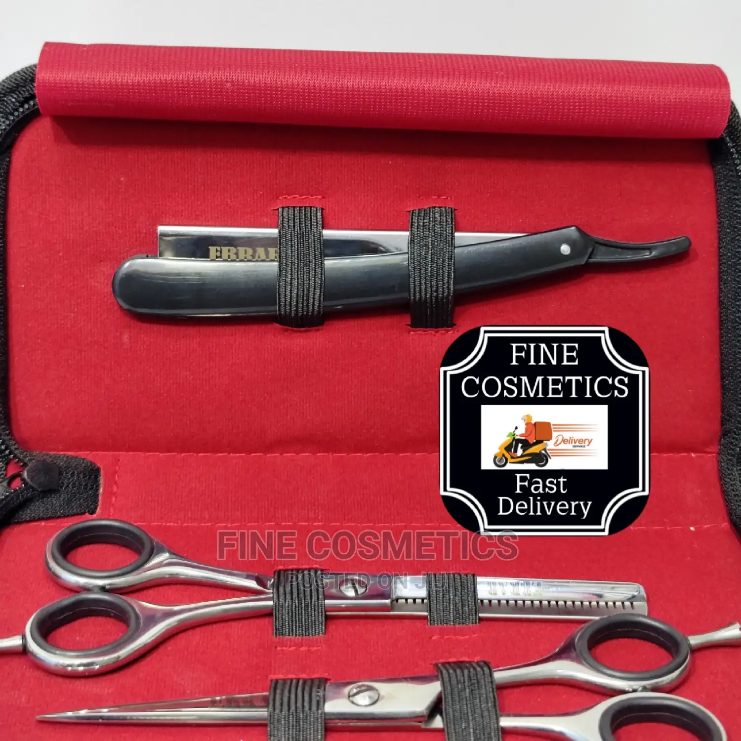 Professional Straight Shaving Razor + Hair Cutting Scissors