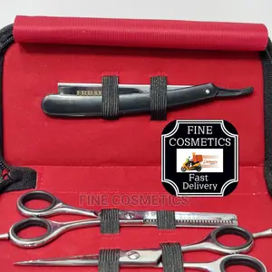 Professional Straight Shaving Razor + Hair Cutting Scissors