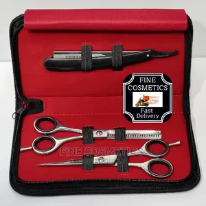 Professional Straight Shaving Razor + Hair Cutting Scissors