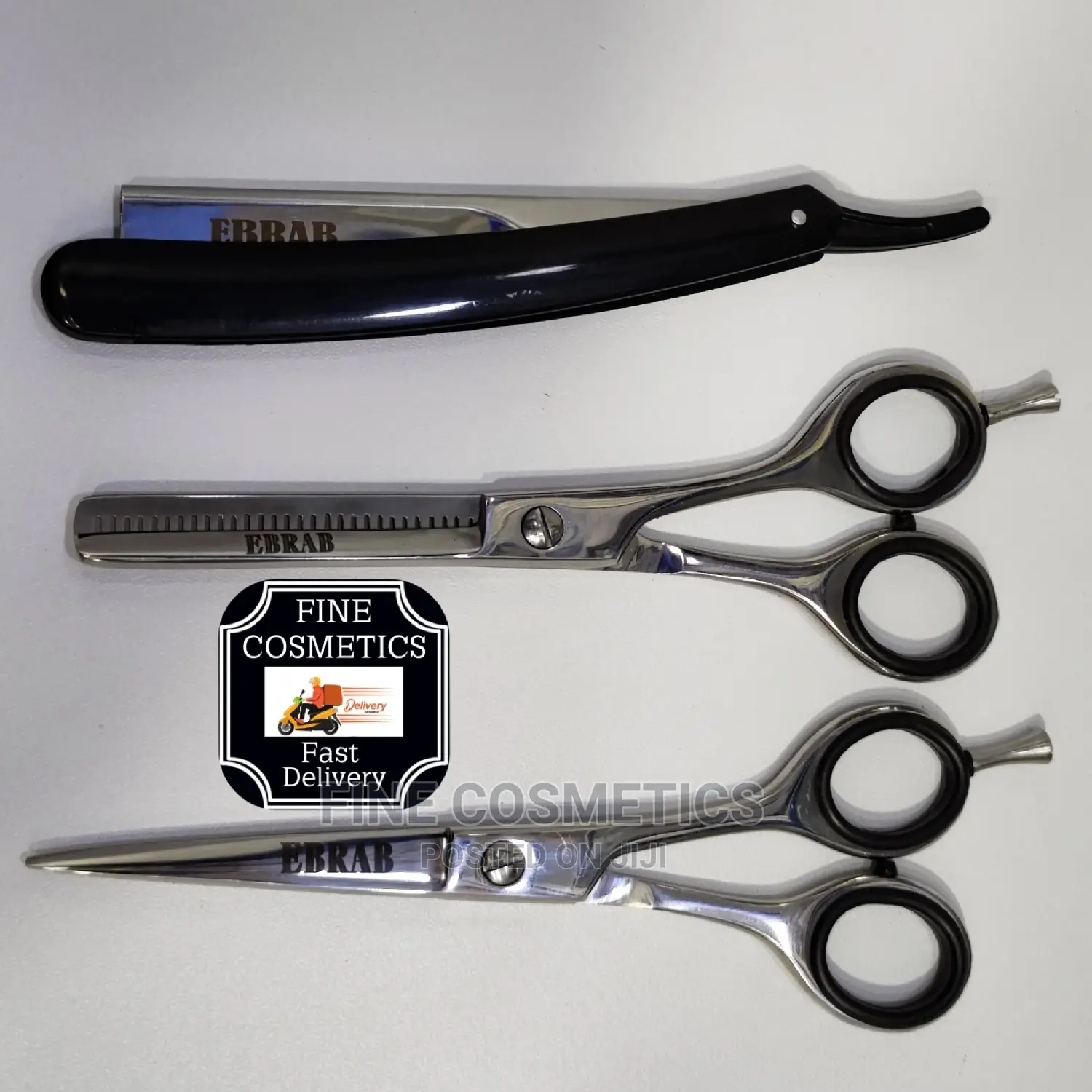 Professional Straight Shaving Razor + Hair Cutting Scissors