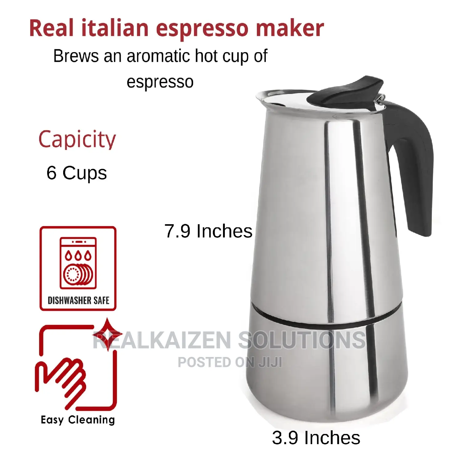 Stainless Steel 6 Cup Espresso Stovetop Moka Coffee Maker