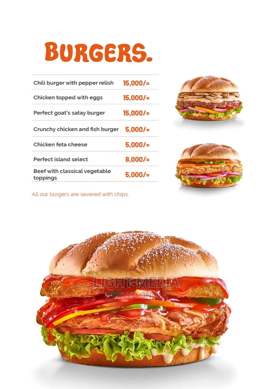 Professional Food Menu